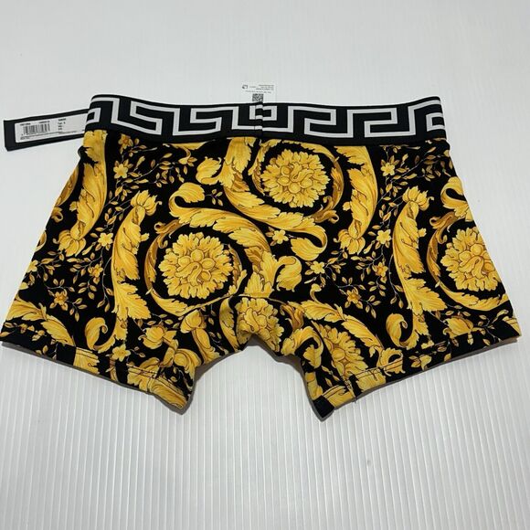 NWT Versace Barocco Greca Underwear Trunk Boxer Briefs Black Gold Size IT 3/ S - Picture 7 of 11